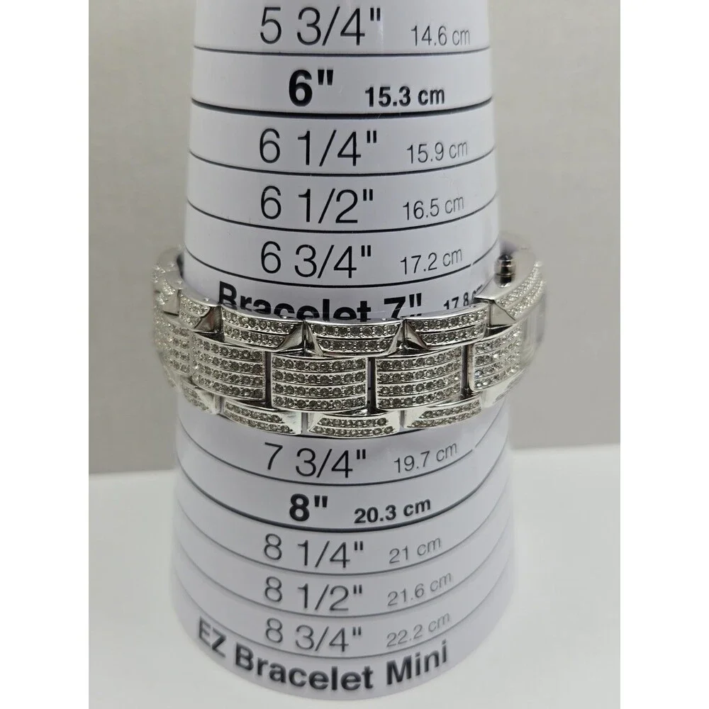 Suzanne Somers Womens Pave Rhinestone Tank Watch Silver Tone Y2K New Battery